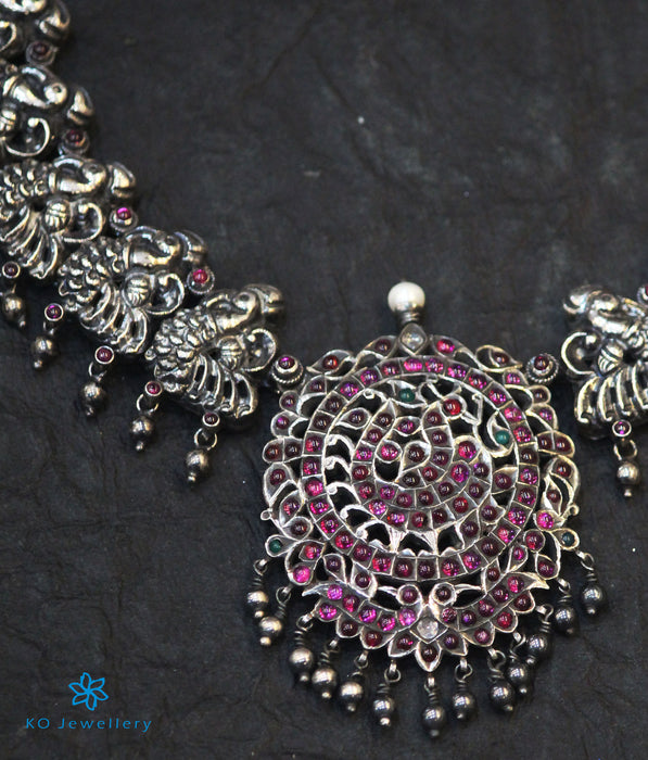 The Navya Silver Peacock Necklace (Oxidised)