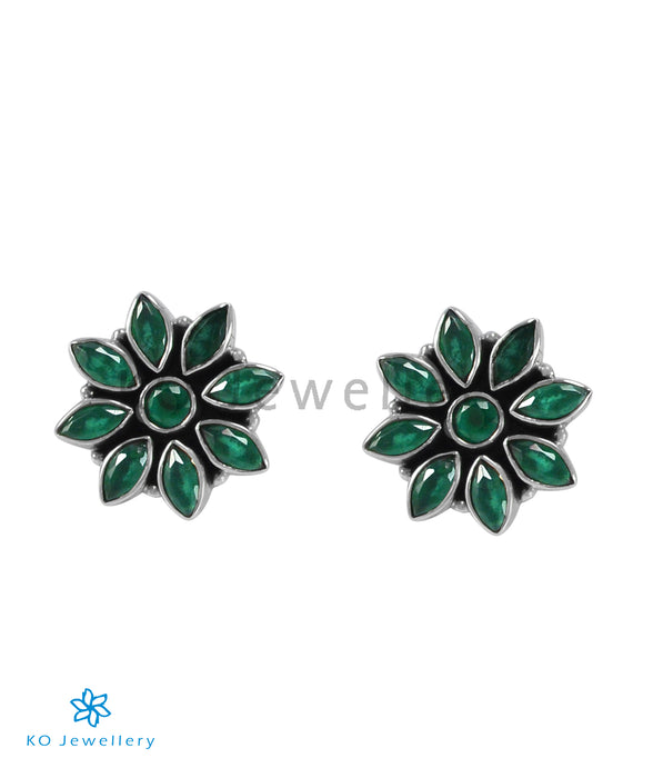 The Samad Silver Gemstone Earrings (Green)