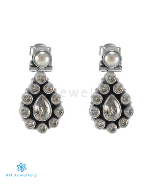 The Prateek Silver Gemstone Earring (White)