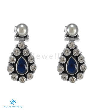 The Prateek Silver Gemstone Earring (Blue)