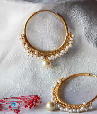 The Ishtar Silver Pearl Hoops