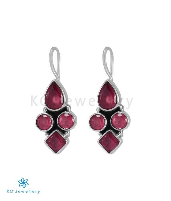 The Lalit Silver Gemstone Earrings (Red)