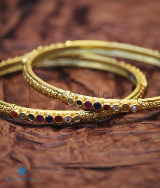 The Rati Silver Navratna Bangle (Size /2.2/2.4/2.6/2.8)