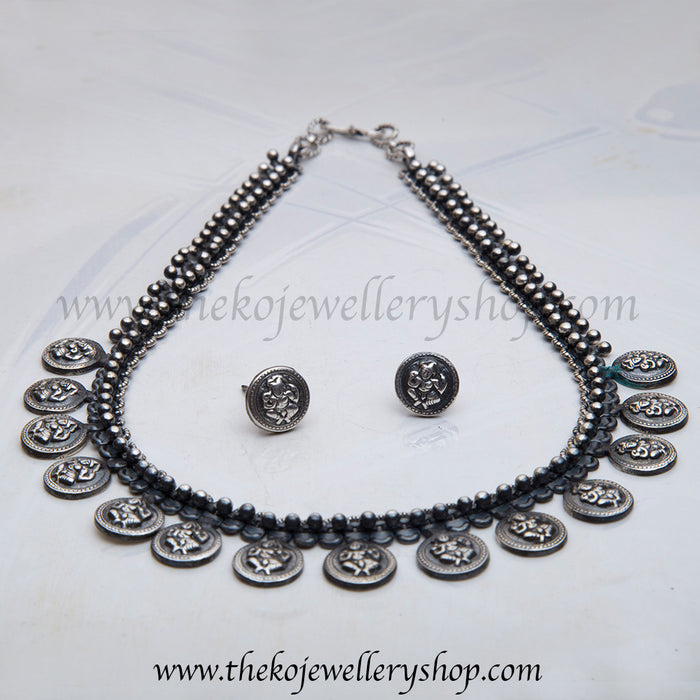 Kasu mala designs Antique silver necklace for women
