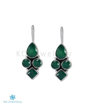 The Lalit Silver Gemstone Earrings (Green)