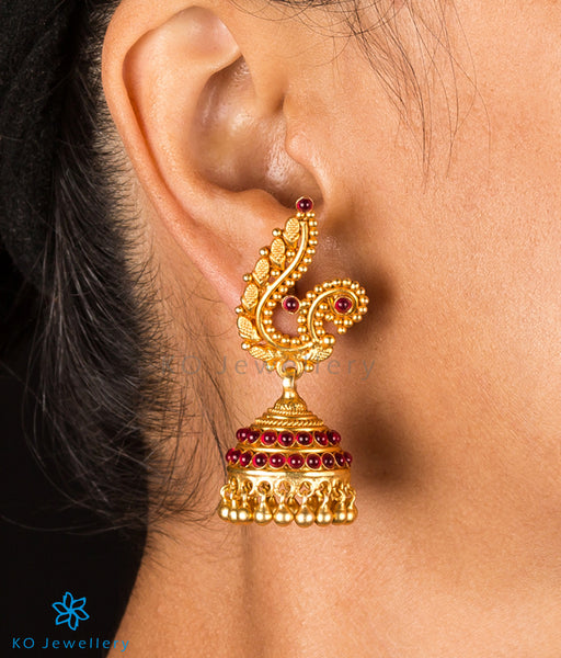 Buy Shayza Traditional Temple Jewellery 18k One Gram Gold Brass Yellow  Ethnic Stylish South Indian Screw Back Studs Meenakari Round Flower Ear Jhumkas  Jhumka Earrings Set For Women -S143 at Amazon.in