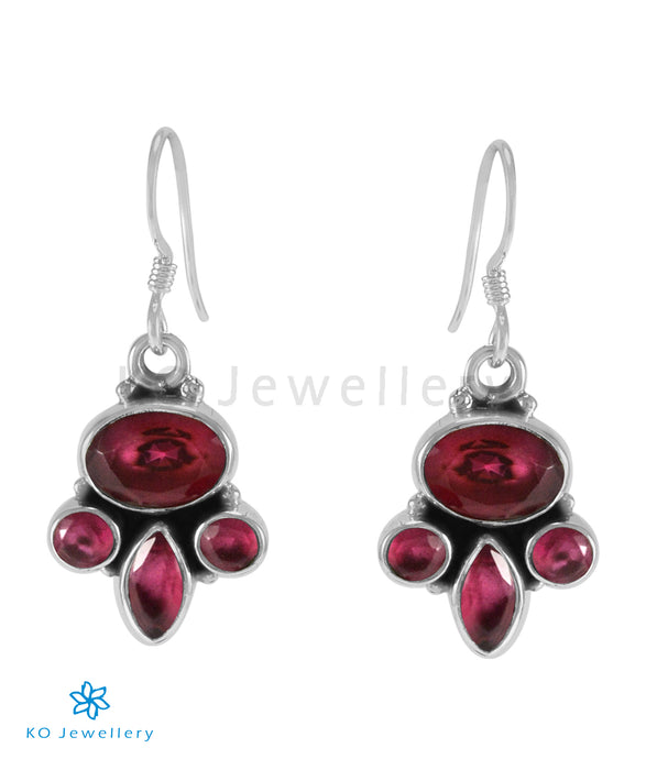 The Saira Silver Gemstone Earring (Red)