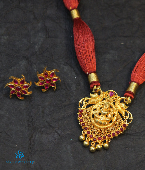 The Padmamukhi Silver Antique Necklace (Red)