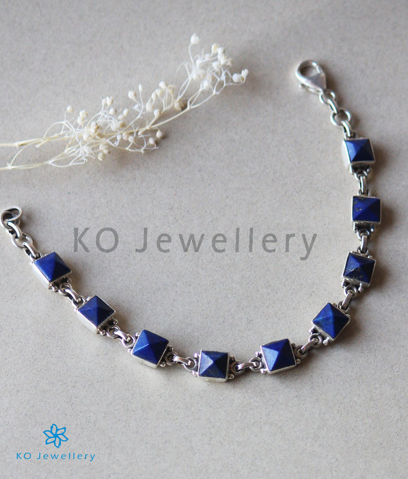 The Samay Silver Gemstone Bracelet(Blue)
