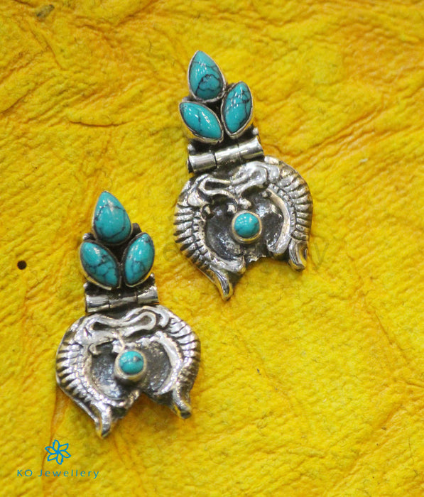 The Dhivara Silver Gemstone Fish Earrings (Turquoise)