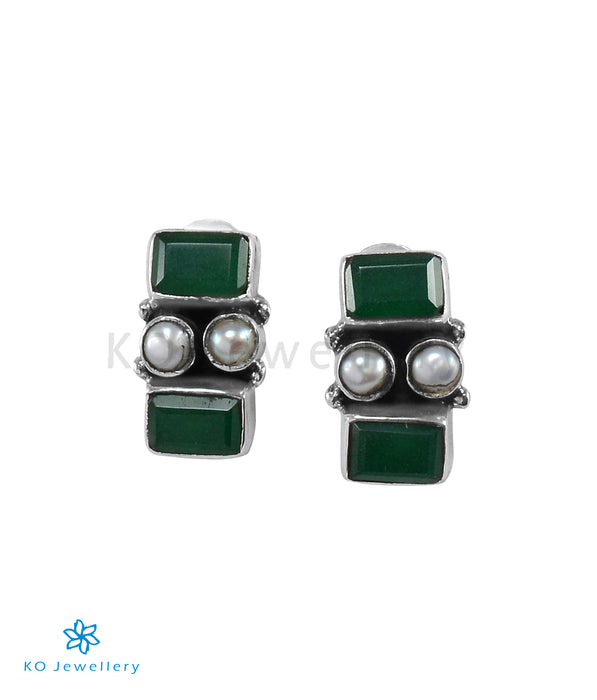 The Marva Silver Gemstone Earrings (Green)