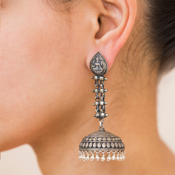 Goddess Laxmi adorned handmade silver jewellery office wear buy online 