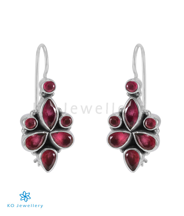 The Ragini Silver Gemstone Earrings (Red)