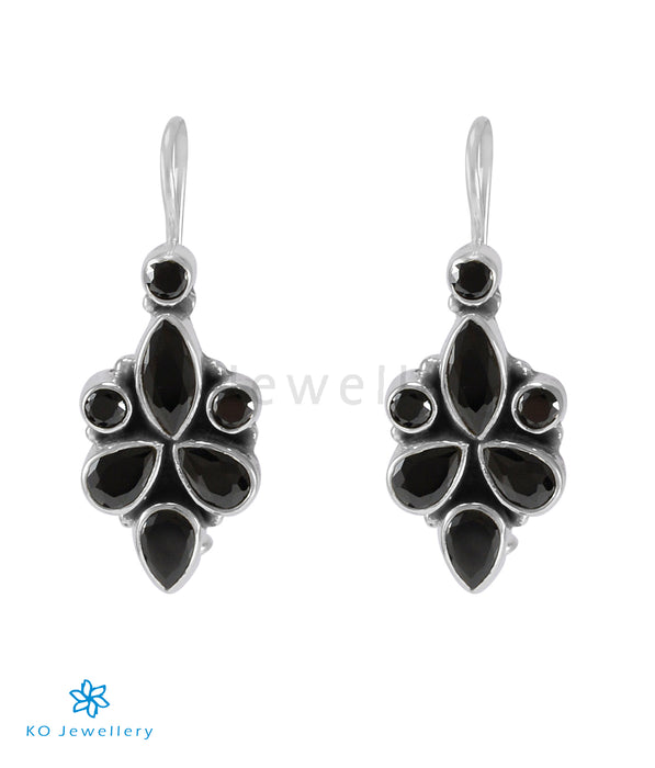 The Ragini Silver Gemstone Earrings (Black)