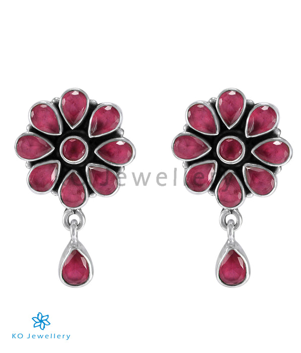 The Aamod Silver Gemstone Ear-stud (Red)