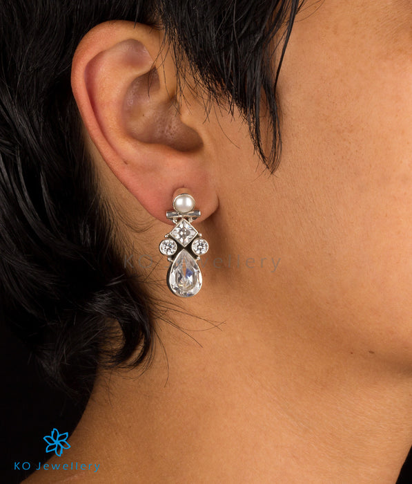 The Poorna Silver Gemstone Earrings(Blue)