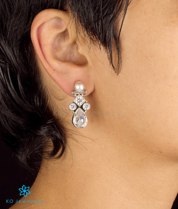 The Poorna Silver Gemstone Earrings(White)