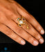 Parrot motif adjustable ring gold plated silver temple jewellery