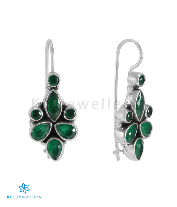 The Ragini Silver Gemstone Earrings (Green)