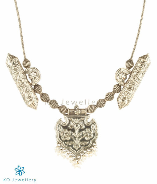 oxidised silver temple necklace in vintage design