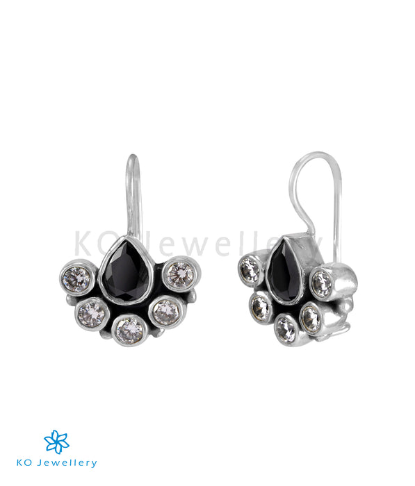 The Purvika Silver Gemstone Earrings (Black)