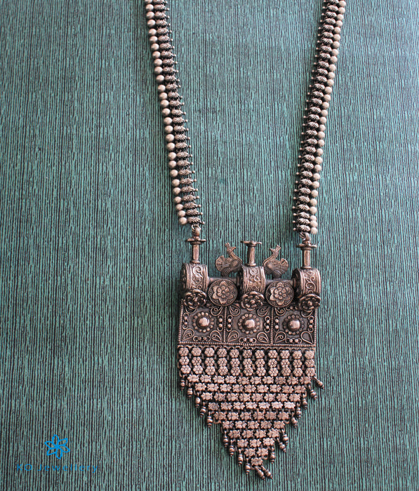 The Dyuga Silver Peacock Necklace