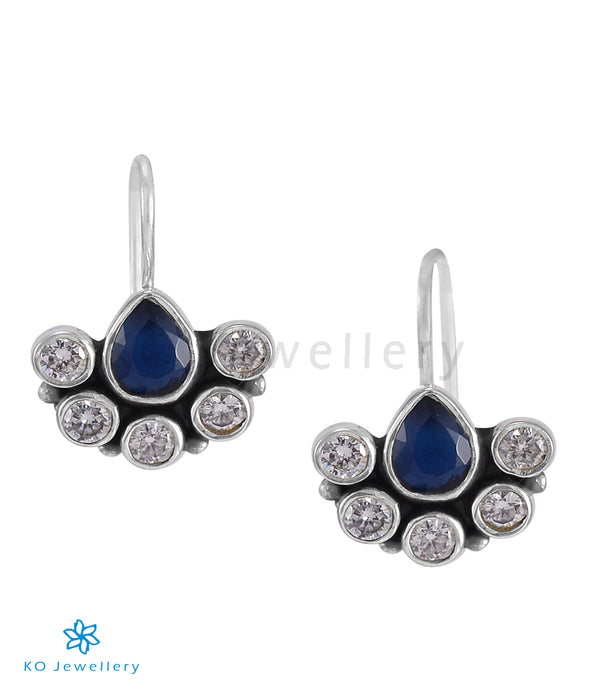 The Purvika Silver Gemstone Earrings (Dark Blue)