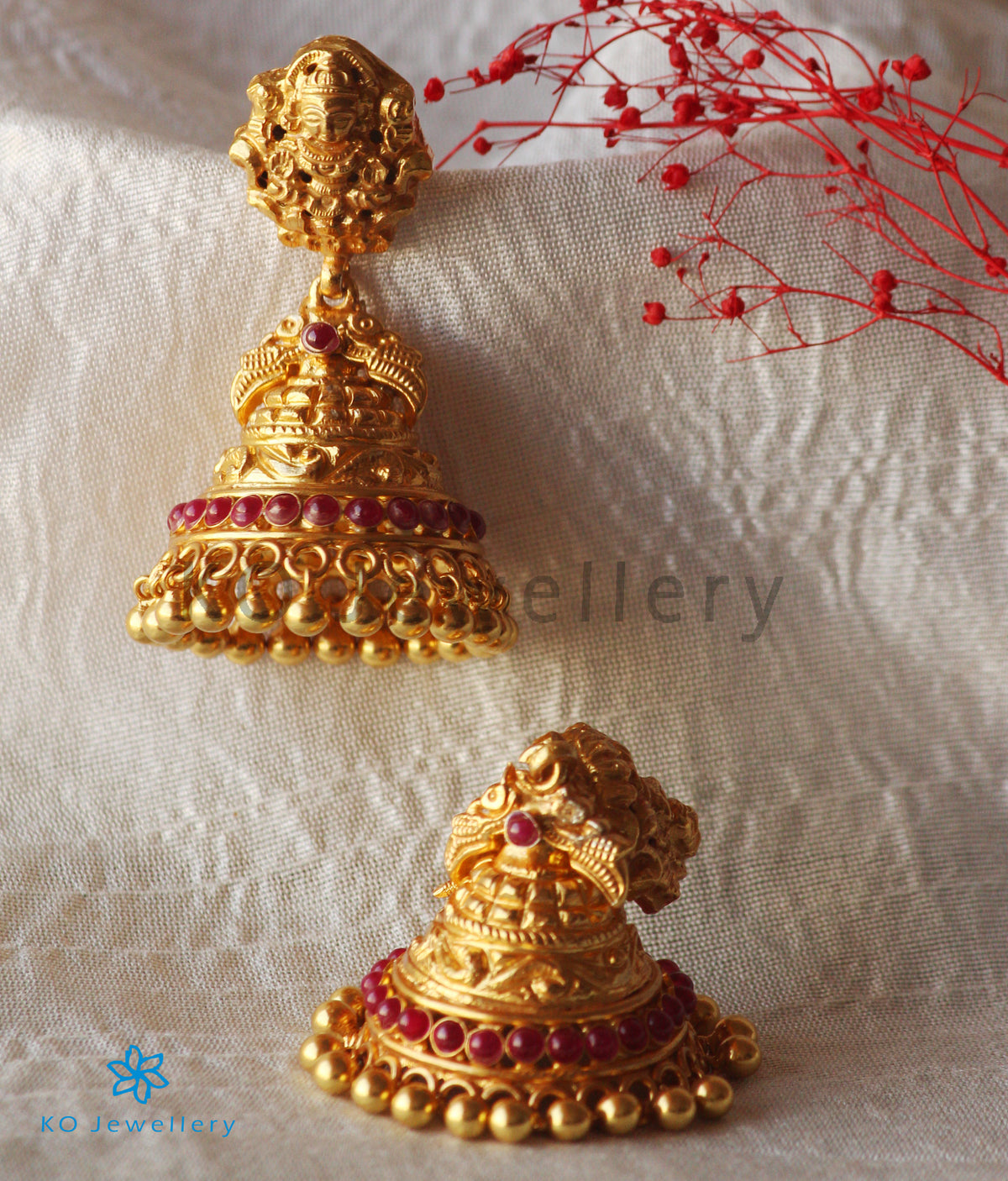 Antique gold hot sale lakshmi jhumkas