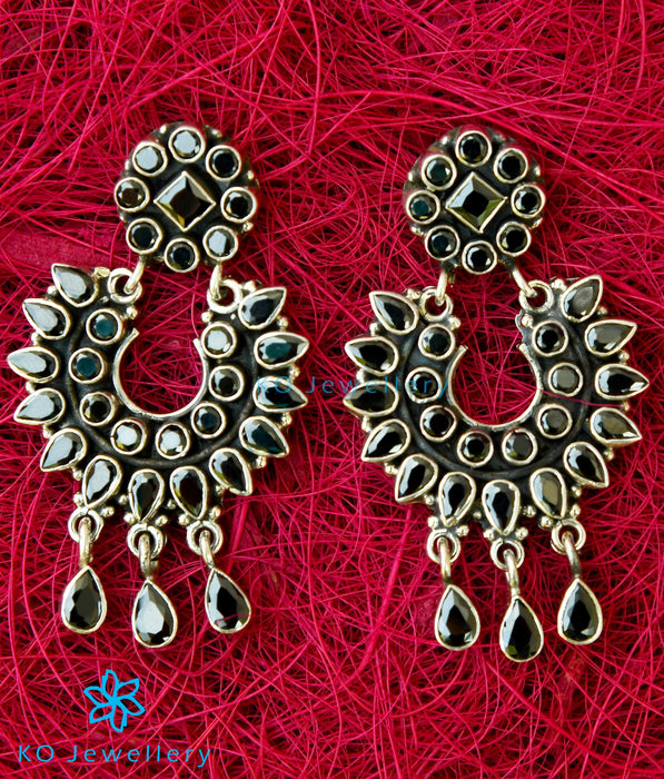 The Pranav Silver Gemstone Earrings(Black)