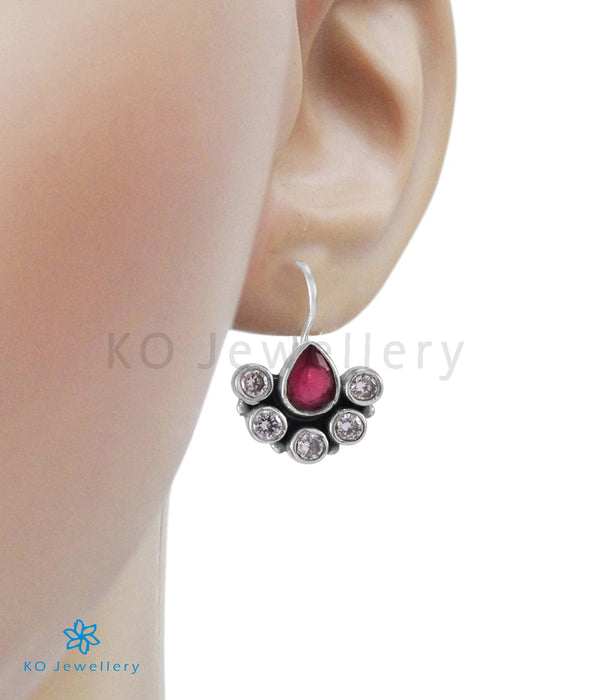The Purvika Silver Gemstone Earrings (Red)