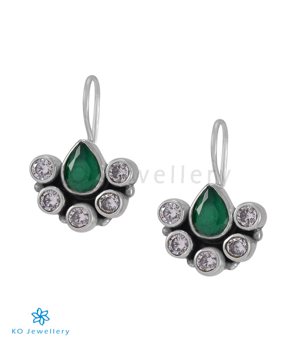 The Purvika Silver Gemstone Earrings (Green)