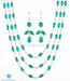 Charming turquoise and silver three-string long necklace