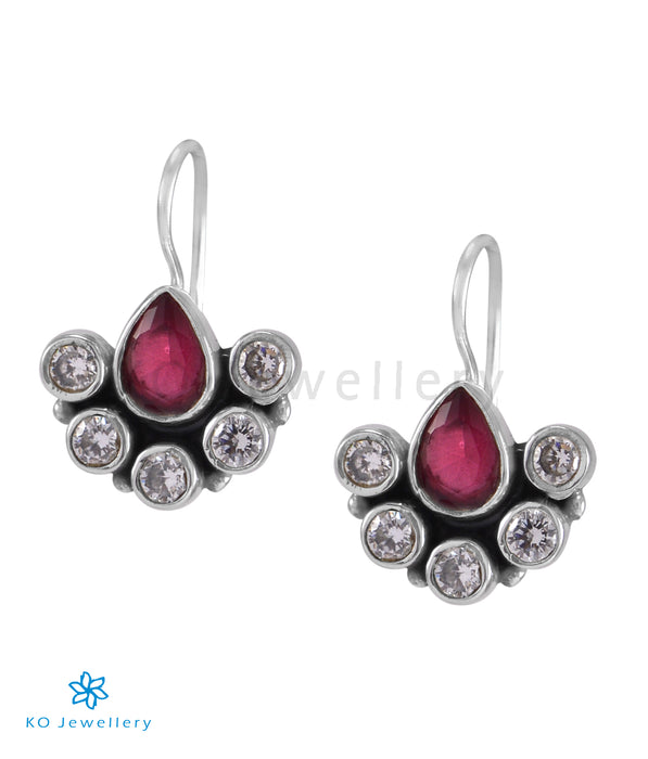 The Purvika Silver Gemstone Earrings (Red)