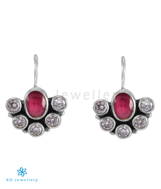 The Pranjal Silver Gemstone Earrings (Red)