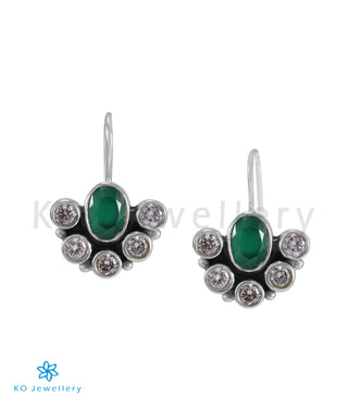 The Pranjal Silver Gemstone Earrings (Green)