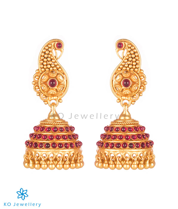 Beautiful temple jewellery jhumkas real gold plated 