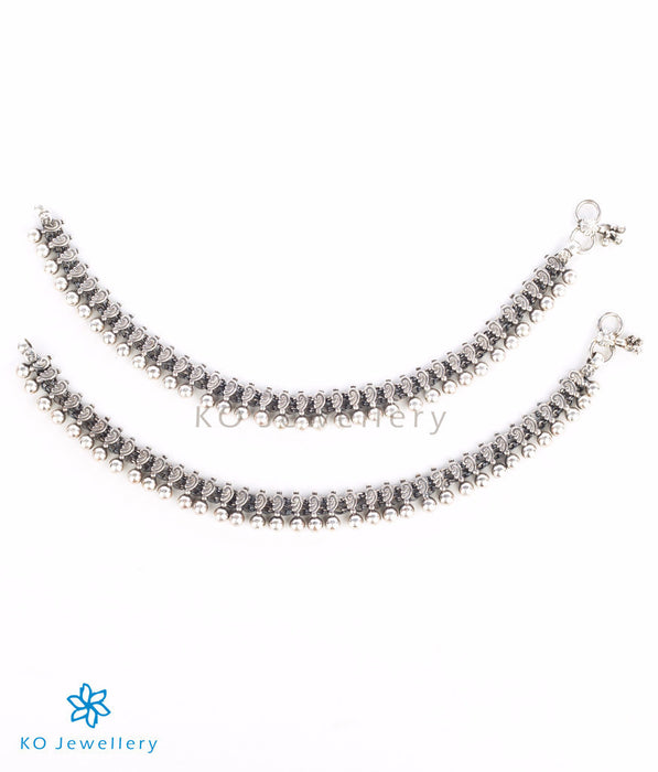Oxidized pure silver anklets 