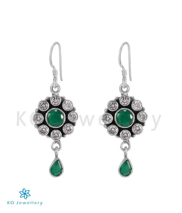 The Pujita Silver Gemstone Earrings (Green)