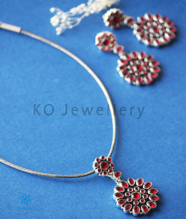 The Param Silver Gemstone Necklace (Red)