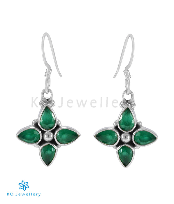 The Dyut Silver Gemstone Earrings (Green)