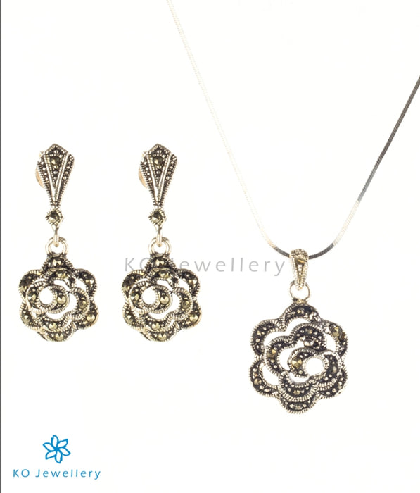 Stunning designer jewellery set 925 silver and Swiss marcasite