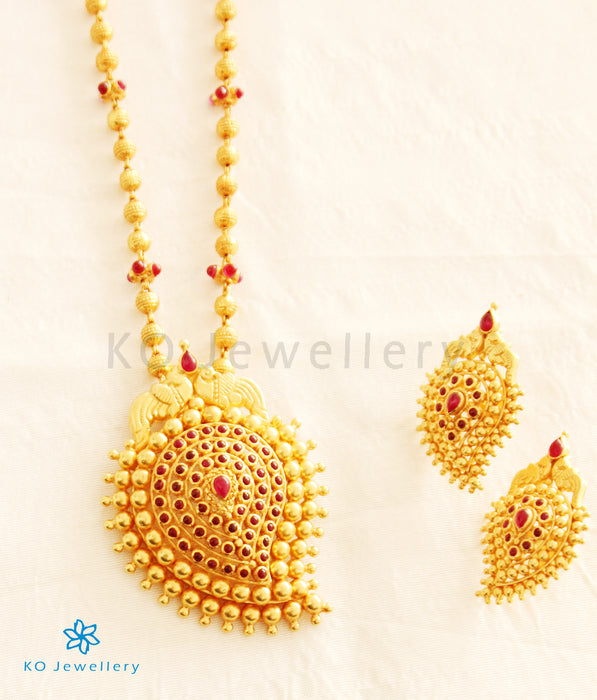 The Prashanti Mohanmala Silver Necklace (Red)