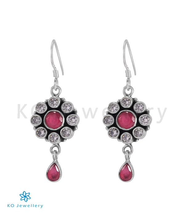 The Pujita Silver Gemstone Earrings (Red)