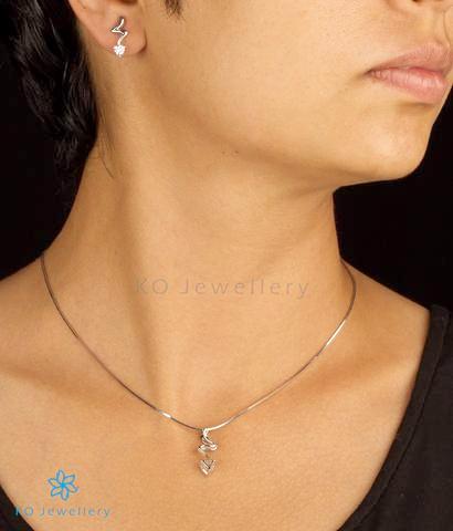Buy office wear silver necklace set online in India