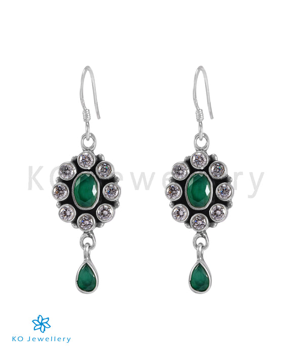 The Yukti Silver Gemstone Earrings (Green)