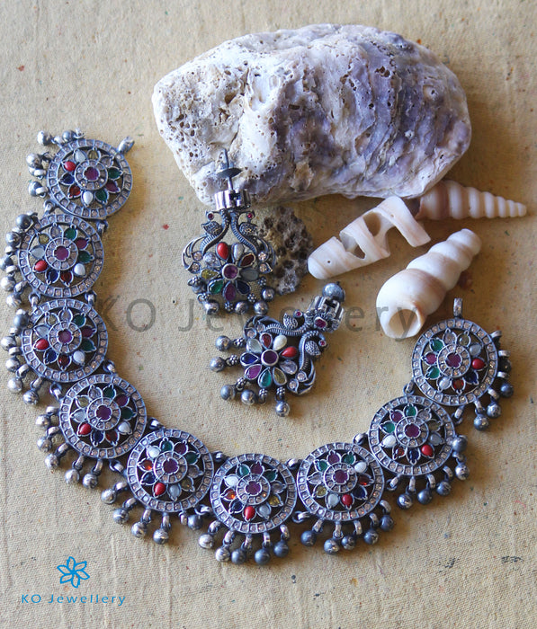 Yadeep India Afghani Oxidised Silver Jewellery Stylish Antique Long Necklace  Set for Women & Girls – yadeepjewels