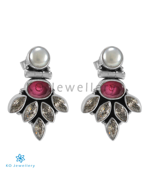 The Amrit Silver Gemstone Earrings (Red)