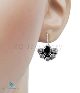 The Pranjal Silver Gemstone Earrings (Black)