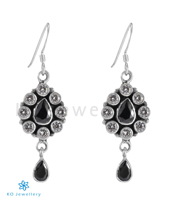 The Piali silver Gemstone Earrings (Black)