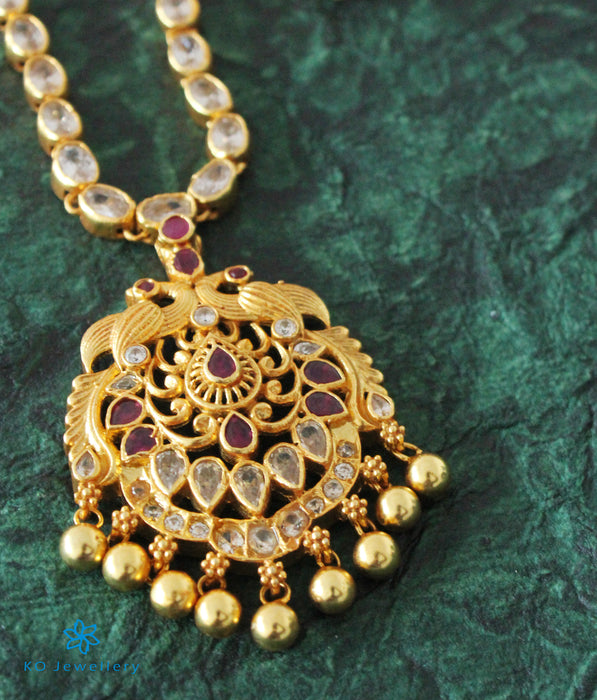 The Sakshi Silver Peacock Kemp Necklace